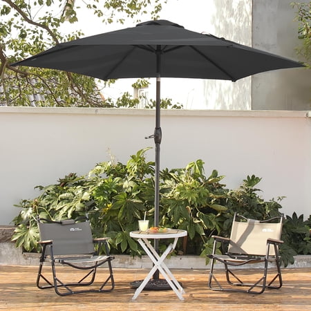 Autlaycil 9ft Black Outdoor Patio Umbrellas, Sturdy Ribs with Tilt and Crank for Table Garden Market and Poolside