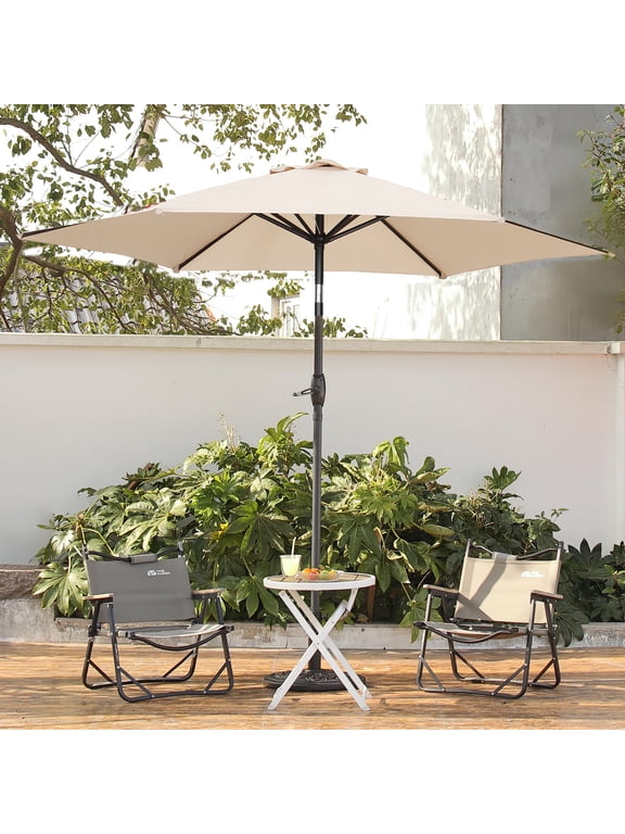 9ft Beige Outdoor Patio Umbrella, Sturdy Ribs with Tilt and Crank for Table Garden Market and Poolside