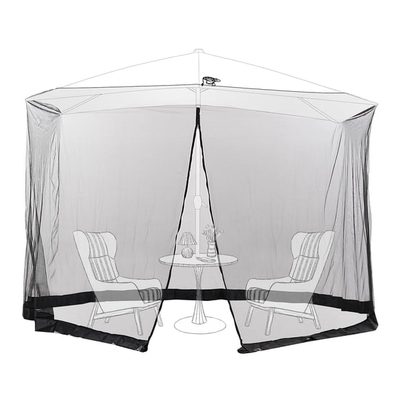 Autlaycil Patio Umbrella Mosquito Net with Zipper Door, Polyester Mesh Screen for Outdoor Umbrellas, 7.5-11ft