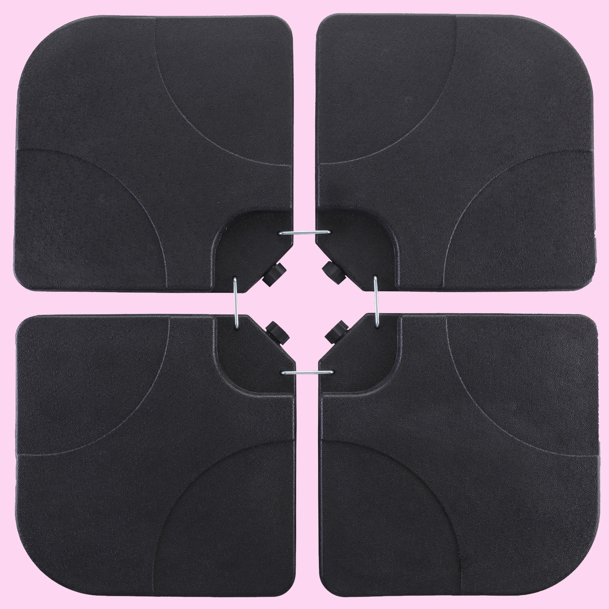Autlaycil 4 Piece 220lb Heavy-Duty Cantilever Offset Patio Umbrella Square Base, Plate Set with Easy-Fill Spouts for Water and Sand, 4 Connecting Pins