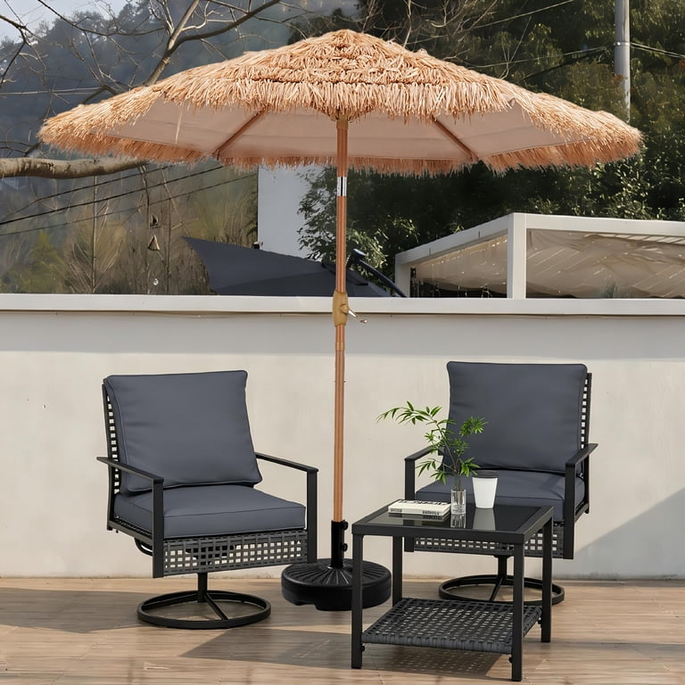 7.5 foot grey patio umbrella with base Best Choice Products 7.5ft Heavy-Duty Round Outdoor Market Table w/Steel Pole, Push Button Tilt, Easy Crank Lift This heavy Autlaycil Patio Furniture Set 5