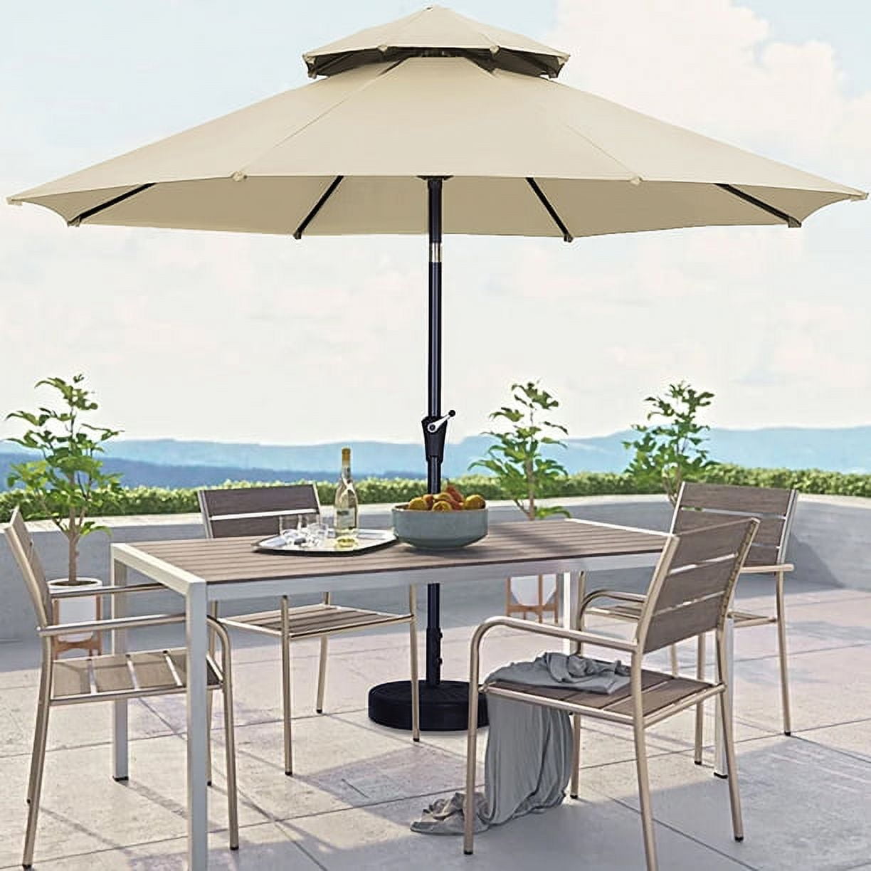 Autlaycil Patio Umbrella 11FT 2 Tier Market Umbrella Outdoor Table
