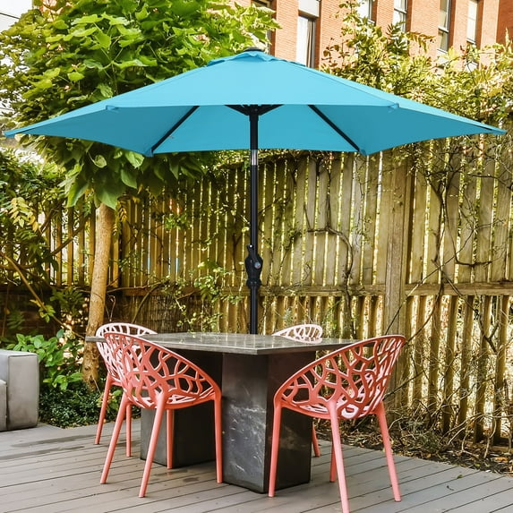 Autlaycil 7.5 FT Patio Umbrella, Push Button Tilt Market Umbrella, Crank and Sturdy Ribs for Garden, Deck, Backyard, Pool, Blue