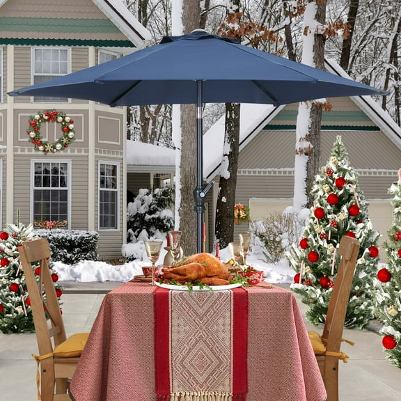 Autlaycil 7.5ft Outdoor Patio Umbrella with Tilt, Crank and Sturdy Ribs for Lawn, Garden, Backyard and Pool, Navy Blue