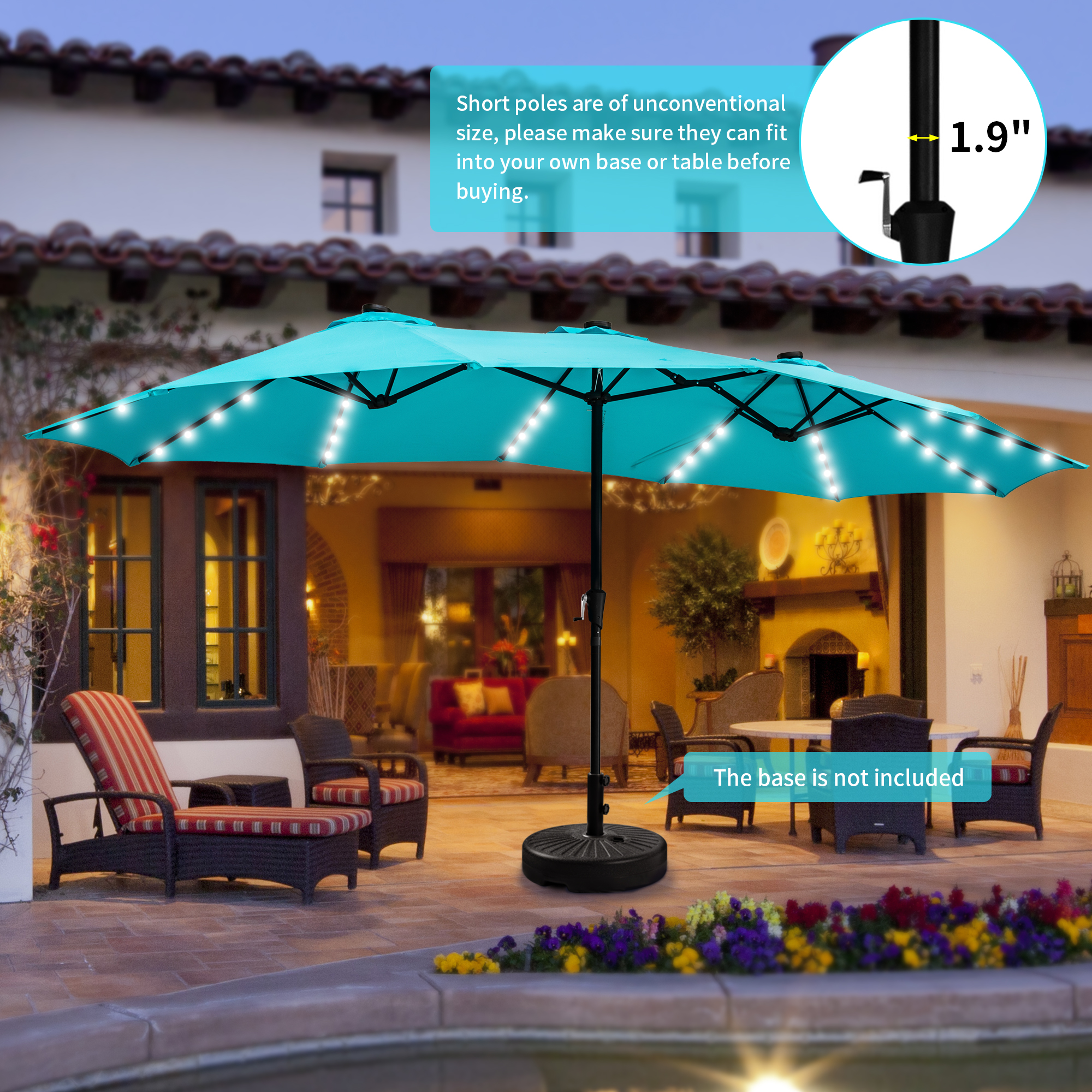 Autlaycil Table Umbrella 15FT DoubleSided Patio Market Umbrellas W