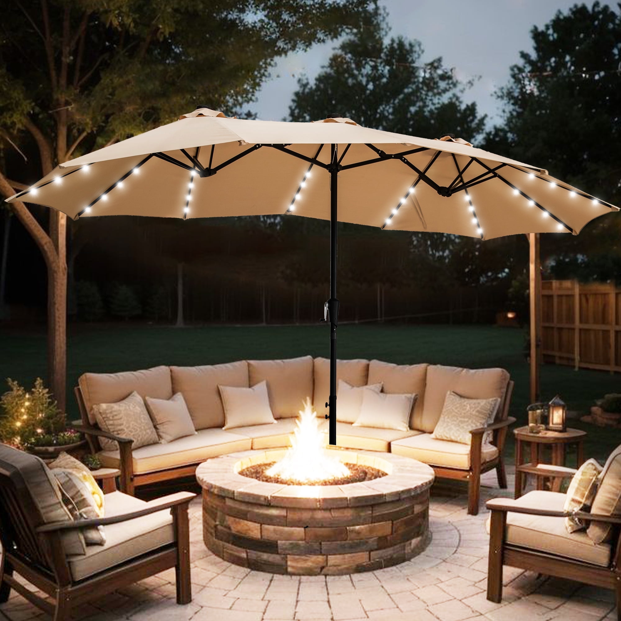 Autlaycil Outdoor Solar LED Patio Umbrella, 13 Ft, 36 Lights