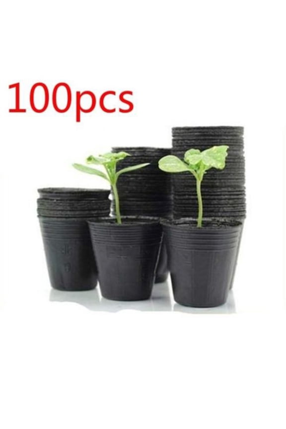 100 Packs Flexible Nursery Pot Flower Pots, Plastic Plant Container Perfect for Indoor Outdoor Plants, Seedlings, Vegetables and Cuttings
