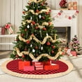 thumbnail image 1 of Autmor Buffalo Plaid Christmas Tree Skirt, 48Inch Farmhouse Xmas Tree Collar Decorates Your Home for The Holidays, 1 of 5