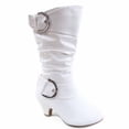 thumbnail image 1 of Auto 9k Youth Girl's Kid's Zipper Low Heel Round Toe Buckle Dress Boot ( White, 3 ), 1 of 2