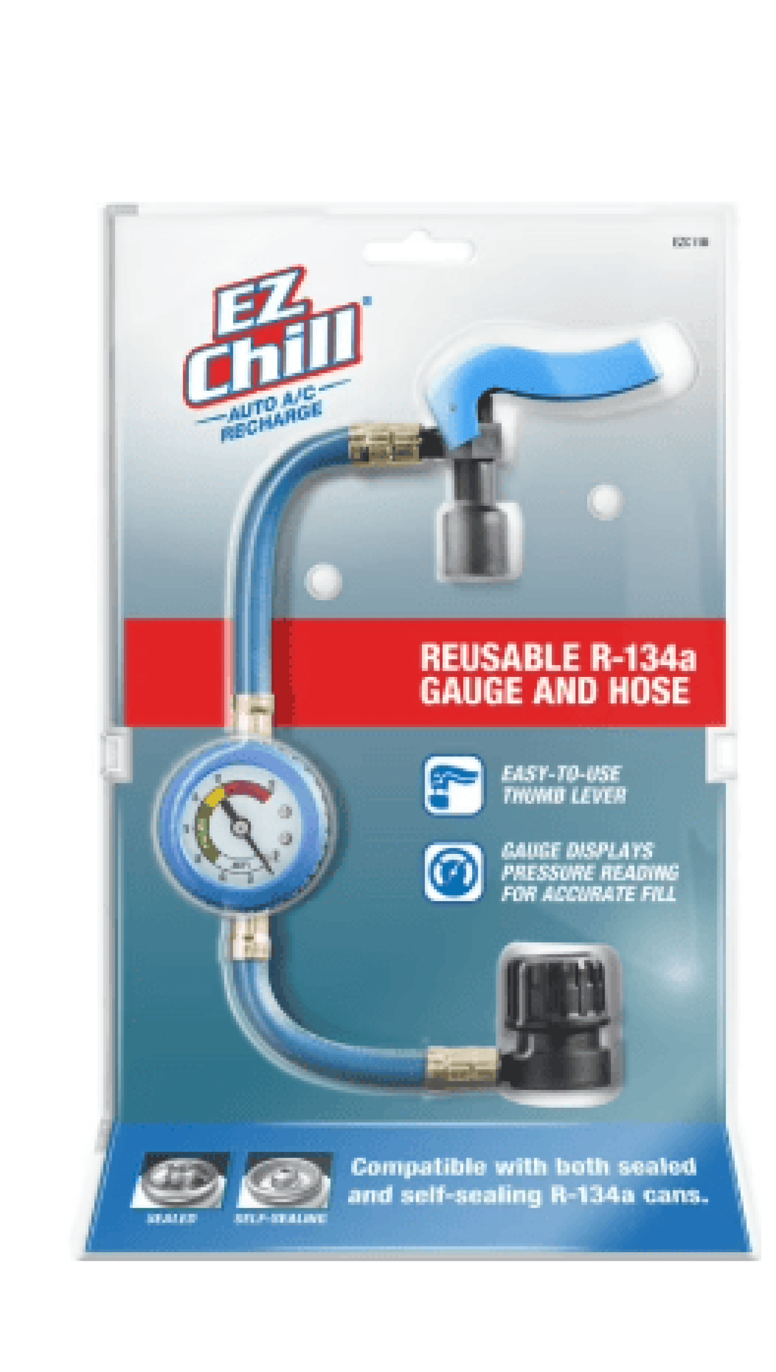 Auto A/C Recharge Kit with Reusable R-134A Gauge and Hose