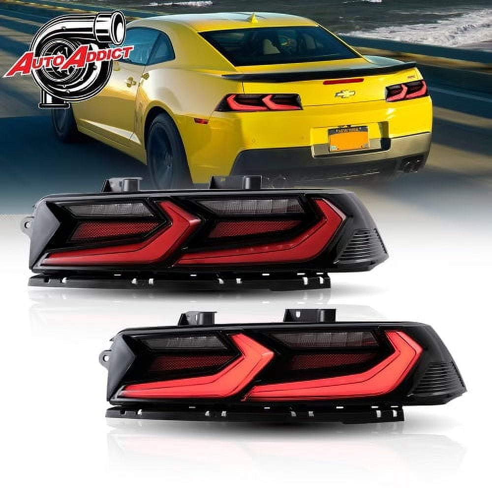 Auto Addict Velox LED Taillights for 2014-2015 Chevy Camaro – Gloss Black with Red Lens, 2-Pack