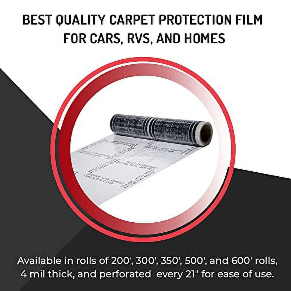 Auto Adhesive Plastic Floor Mat , 4 mil Perforated Every 24" 100 Mats Per Roll (21" Wide