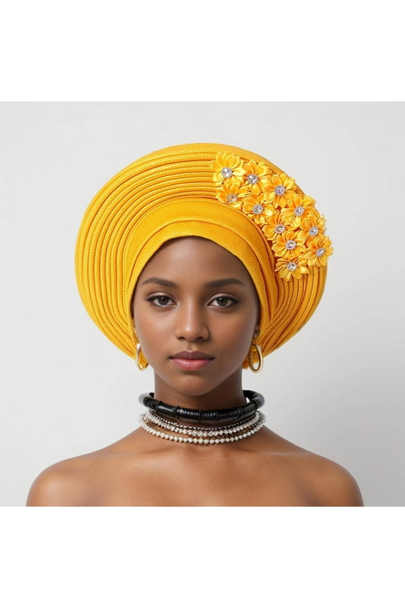 Auto African Head Tie Of Aso Oke Headwraps Hat Turban Wedding Party Handmade Elegant Hair Wear Cap French Hats for Women Mauve Hat Women Winter Hat 1930s Hat Solid Women 90s Hats for Women Flower