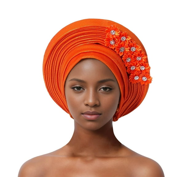 Auto African Head Tie Of Aso Oke Headwraps Hat Turban Wedding Party Handmade Elegant Hair Wear Cap