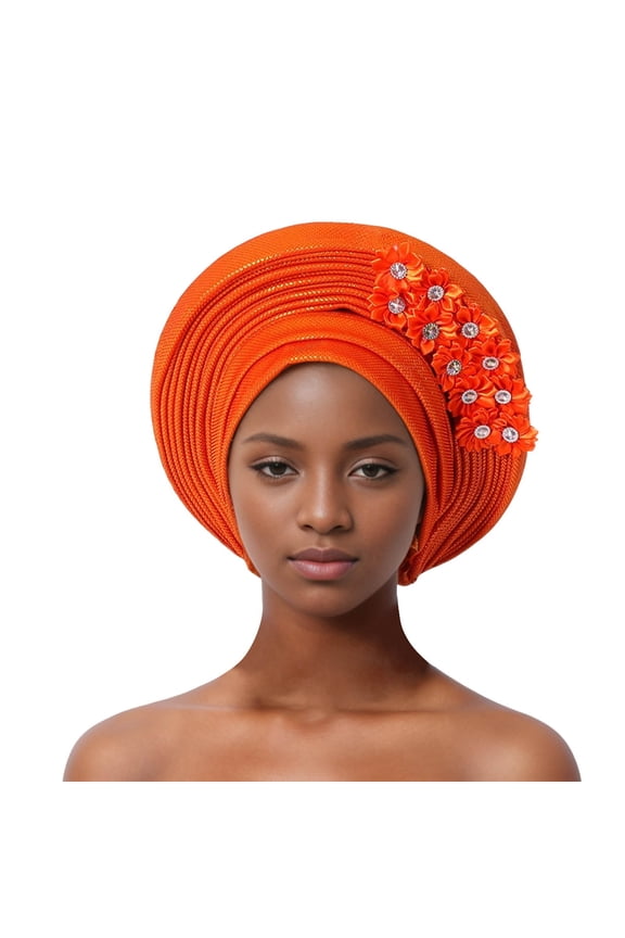 Auto African Head Tie Of Aso Oke Headwraps Hat Turban Wedding Party Handmade Elegant Hair Wear Cap