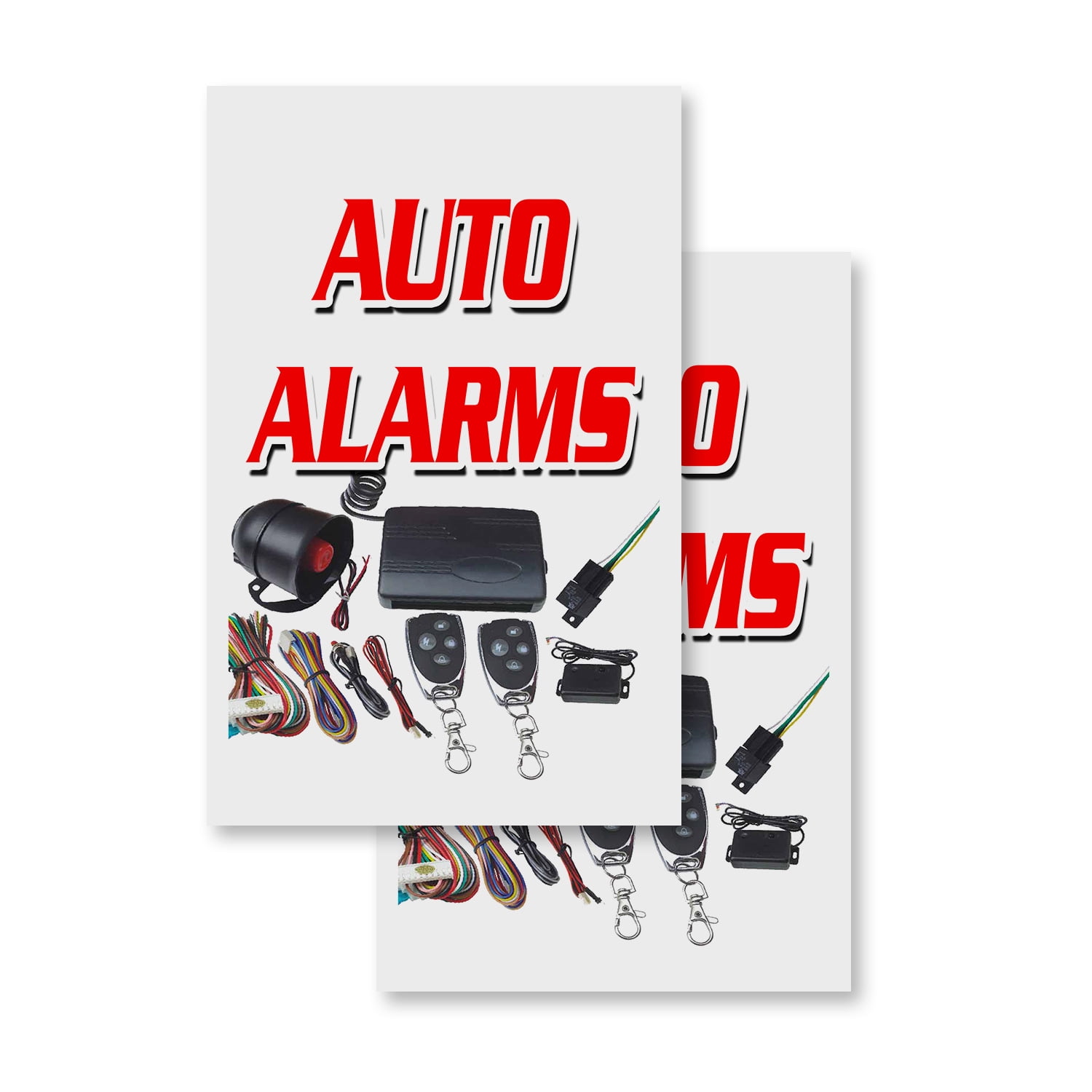 Auto Alarms (2PACK) 24" x 36" Vinyl Decals Sign Insert Peel & Stick