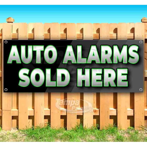 Auto Alarms Sold Here 13 oz Vinyl Banner With Metal Grommets