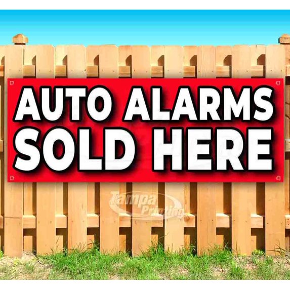 Auto Alarms Sold Here 13 oz Vinyl Banner With Metal Grommets