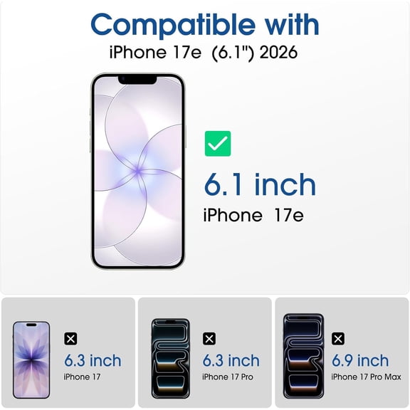 Auto-Alignment OneTouch for iPhone 17e [6.1''] Screen Protector + Camera Lens Protector, Tempered Glass, 30 Seconds Installation, Bubble Free, Case Friendly, Anti-Scratch 2 Pack