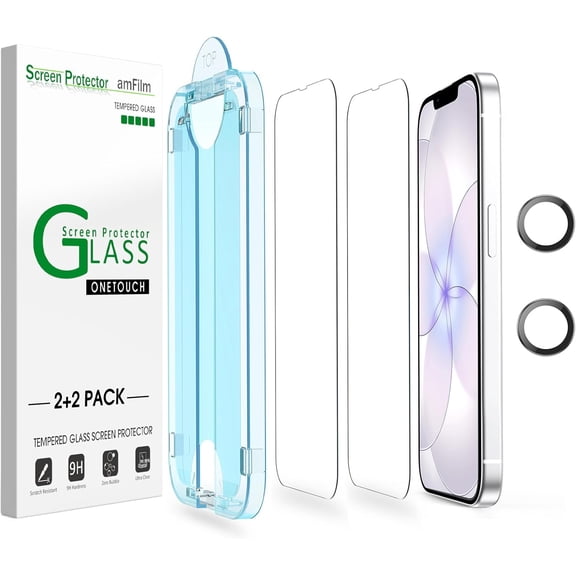 Auto-Alignment OneTouch for iPhone 17e [6.1''] Screen Protector + Camera Lens Protector, Tempered Glass, 30 Seconds Installation, Bubble Free, Case Friendly, Anti-Scratch 2 Pack