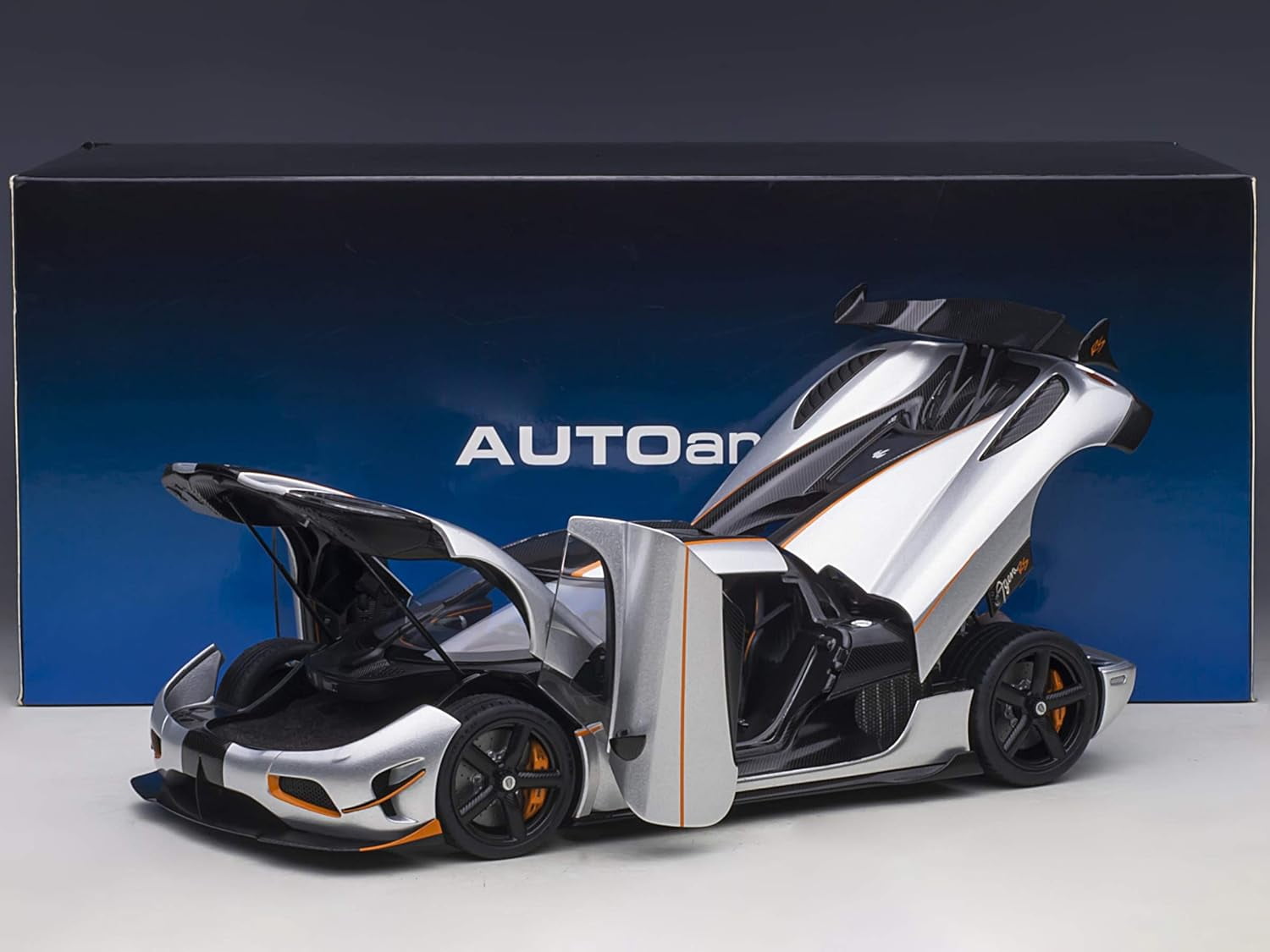 Auto Art Models Koenigsegg Agera RS Moon Silver with Carbon and Orange ...