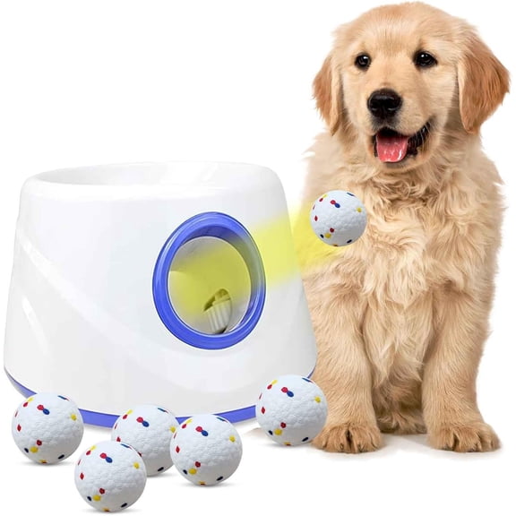 Auto  Ball Thrower Launcher, Automatic  Ball Launcher with 3 Launching,6 2.3 Inch ETPU Tennis Ball,Interactive Toys Indoor Outdoor Thrower Fetch Machine for Small/Medium Dogs