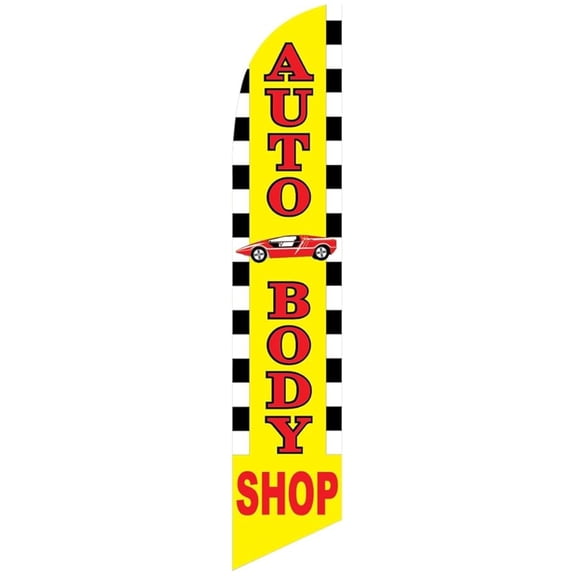 Auto Banner Swooper Flag - Replacement Flag Only - Windless Feather Flag Kit Accessory - 12ft x 2.5ft - Car Dealership Advertising - Vibrant Graphics