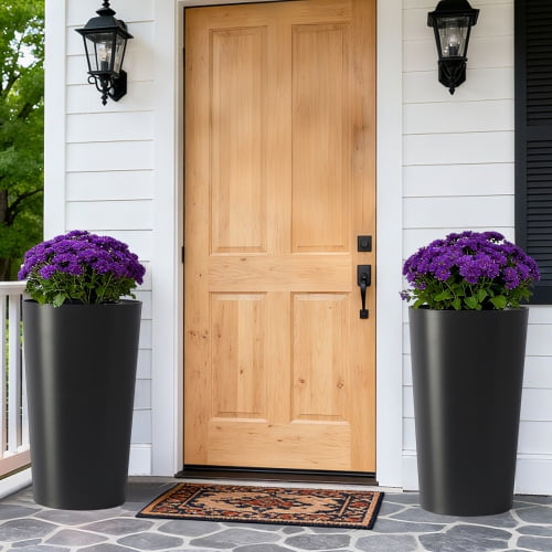 Auto Beyond 2 Pack Tall 21.7 in Planters for Outdoor Plants Modern Tall Square Planter Box Indoor Outdoor Porch Patio Flower Pot for Garden, (Black)