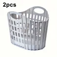 thumbnail image 1 of Auto Beyond 2PCS Large Plastic Laundry Basket,Foldable Rectangle Clothes Basket for Bedroom, Bathroom, Dorm, or Storage - Durable Plastic Laundry Organizer-Gray, 1 of 5