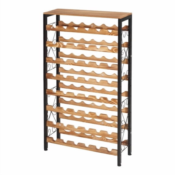 Auto Beyond 48 Bottles Wine Rack Freestanding Floor with Wood Top, 8 Tier Wine Bottle Holder, Wine Storage for Kitchen Pantry, Tall Wine Bar Stand Shelf Display