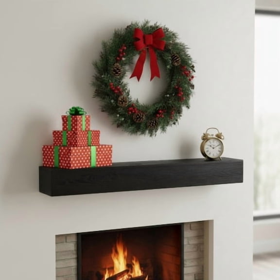 Auto Beyond 48" Rustic Wood Fireplace Mantel | Wall-Mounted & Floating Shelf for Home Decor