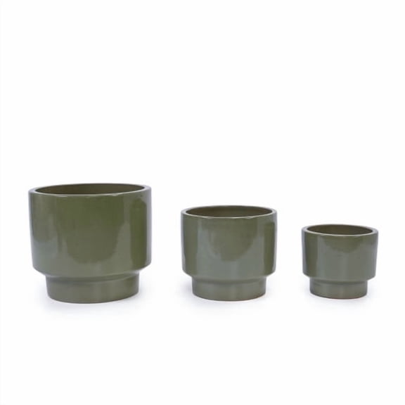 Auto Beyond Ceramic Plant Pots Set of 3, 15/12/9 inch Planters with Drainage Holes and Saucer, Flower Pot Outdoor Indoor, Modern Decorative Planters