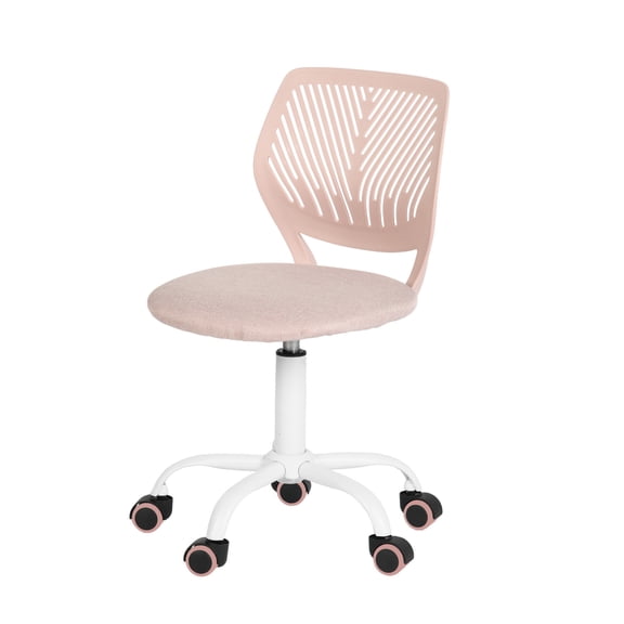 Auto Beyond Compact Office Chair, Ergonomic Mesh Backrest Swivel Chair with Casters, Armless Soft Seat Cushion, Ideal for Bedrooms, Home Offices, and Students, Pink