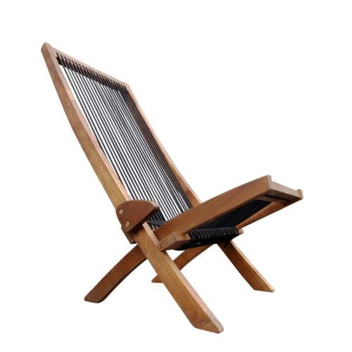Auto Beyond Folding Chair Foldable Low Profile Acacia Wood Lounge Chair for Outdoor, Patio, Porch, Pool, Backyard, Garden