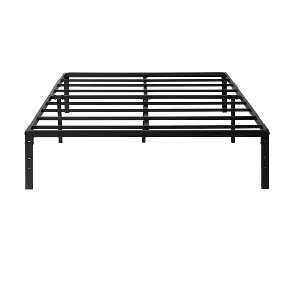 Auto Beyond Metal bed frame, double bed frame with storage space, heavy-duty sturdy mattress base, easy assembly, no box spring required, black