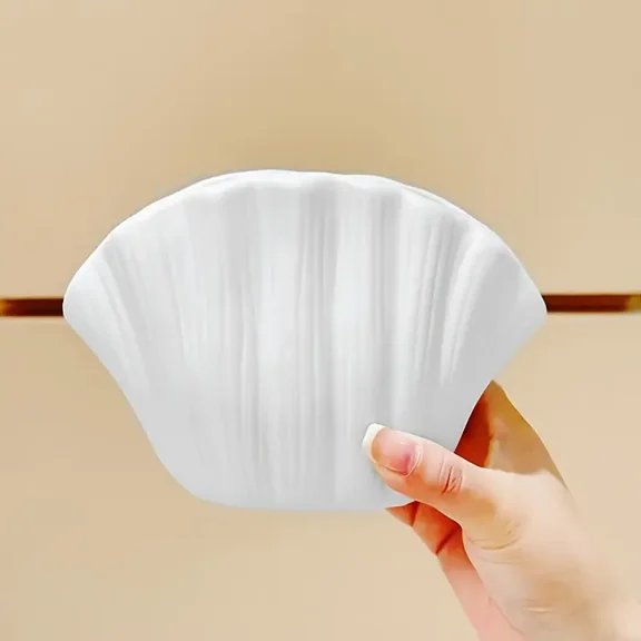 Auto Beyond Shell Vase Pleated Wide-Mouth Ceramic Vase, White Bohemian-Style Vase, Aesthetically Unique Bookshelf Decor