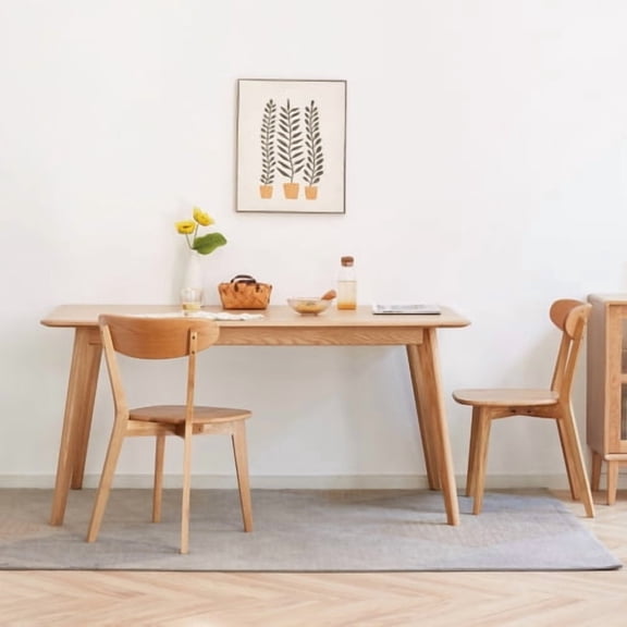 Auto Beyond Solid Oak Wood Dining Chairs,Mid Century Modern Dining Chairs with Rounded Backrest,Kitchen,Dining Room Chairs 2PCS