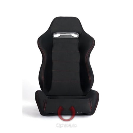 Auto Black Cloth with Red Stitching Universal Racing Seats