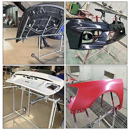 360° Rotating Auto Paint Stand With 6 Hooks & Tool Tray - For Bumpers, Doors, Hoods & More