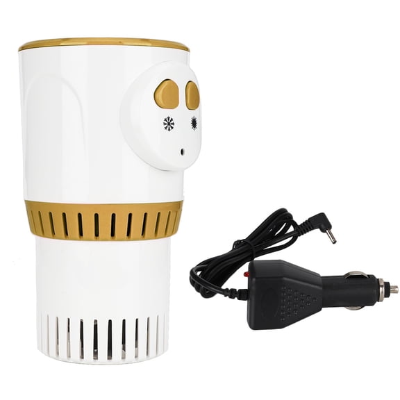 Auto Car Cold Hot Cup ABS Plastic Aluminum Intelligent Portable for Car Household DC 12V(Brown)