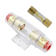 thumbnail interactive-video image 1 of Surga Performance AGU Fuse Holder Kit With 4 Fuses (60A) - Gold/Transparent For Car Audio 1 of 6