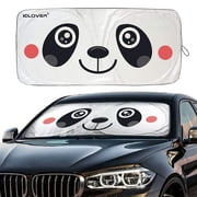 Auto Car Jumbo Sunshade Foldable Windshield Sun Shade Visor with Panda Cartoon Design (59"x33") for Heat Block Wind Shield Screen UV Rays Full Protection, Trucks SUVs Vans