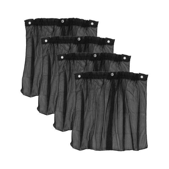 Auto Car Side Window Curtain Folded Mesh Sun Shade Black 4pcs