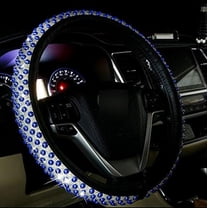 Auto Car Steering Wheel Cover for Women, with Fashion Cute Diamond, Exquisite Pearl Design, Soft Leather Stylish Universal 15 Inch