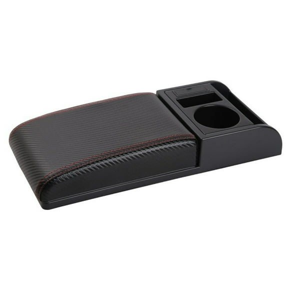 Auto Center Console Armrest Pillow Car Armrest Leather Cover Cushion with Cup and Storage Design Universal Armrest Cushion Fit for Most Cars Type 5
