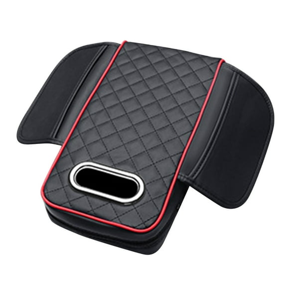Auto Center Console Cover Leather Arm Rest Cushion with Pocket and Tissue for SUV Truck Sedan Vehicle - Car Armrest Protector Pad