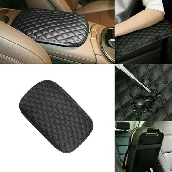 Auto Center Console Pad, Universal PU Leather Auto Armrest Cushion Pads, Waterproof Center Console Box Armrest Protector for Vehicle SUV Truck Car Accessories (Black)