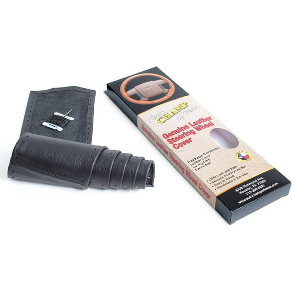 Auto Champ Of Texas 2013-2018 Dodge Ram 1500 2500 3500 -Leather Wrap Steering Wheel Cover, Black