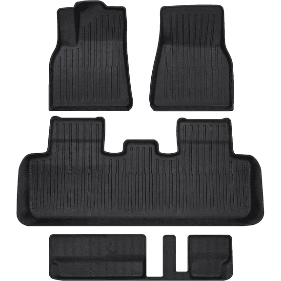 Auto Champ Tesla Model Y Floor Mats - All Weather Tesla Model Y 7 Seater 2020-2023 Accessories - Heavy Duty Custom Fit TPE Floor Mats 1st and 2nd Row