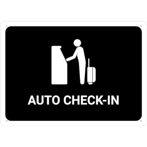 Auto Check In Black Sign 8X12 Inch Rust Free Aluminum,Uv Ink Printing,Indoor Or Outdoor Use